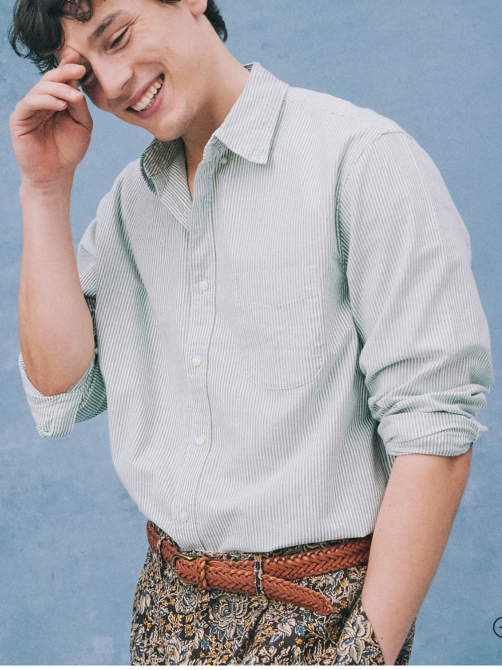 J crew Broken-in organic cotton oxford shirt Dominic White Green